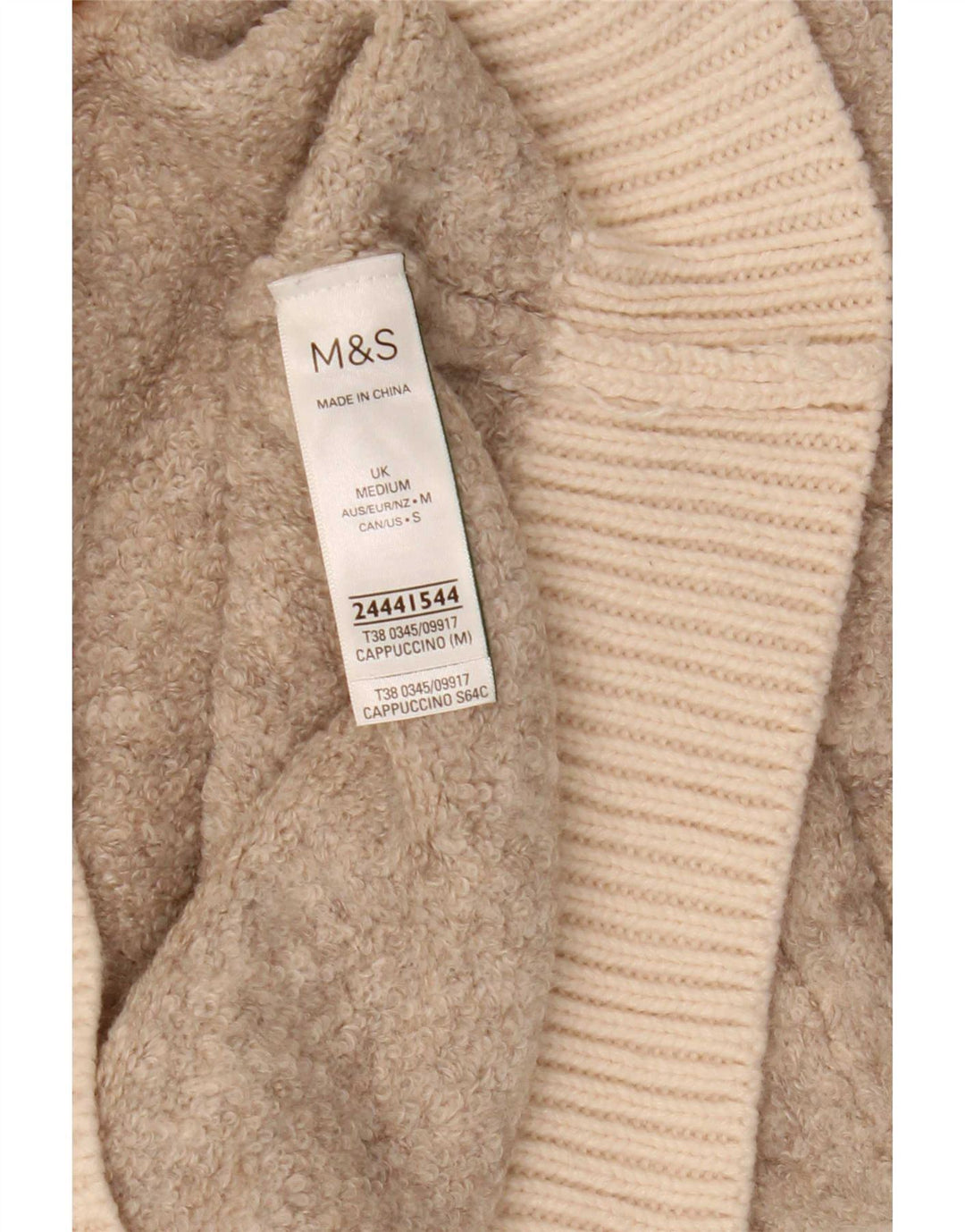Suéter feminino Marks & Spencer com gola tartaruga Reino Unido 14 médio bege