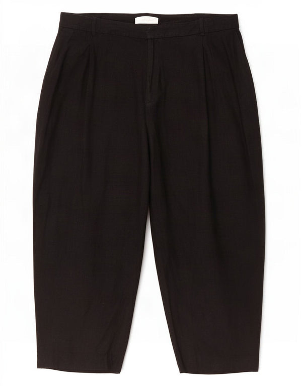 Zara Calça Capri Feminina Cintura Alta Solta Fit Reino Unido 18 XL W32 L24 Preta