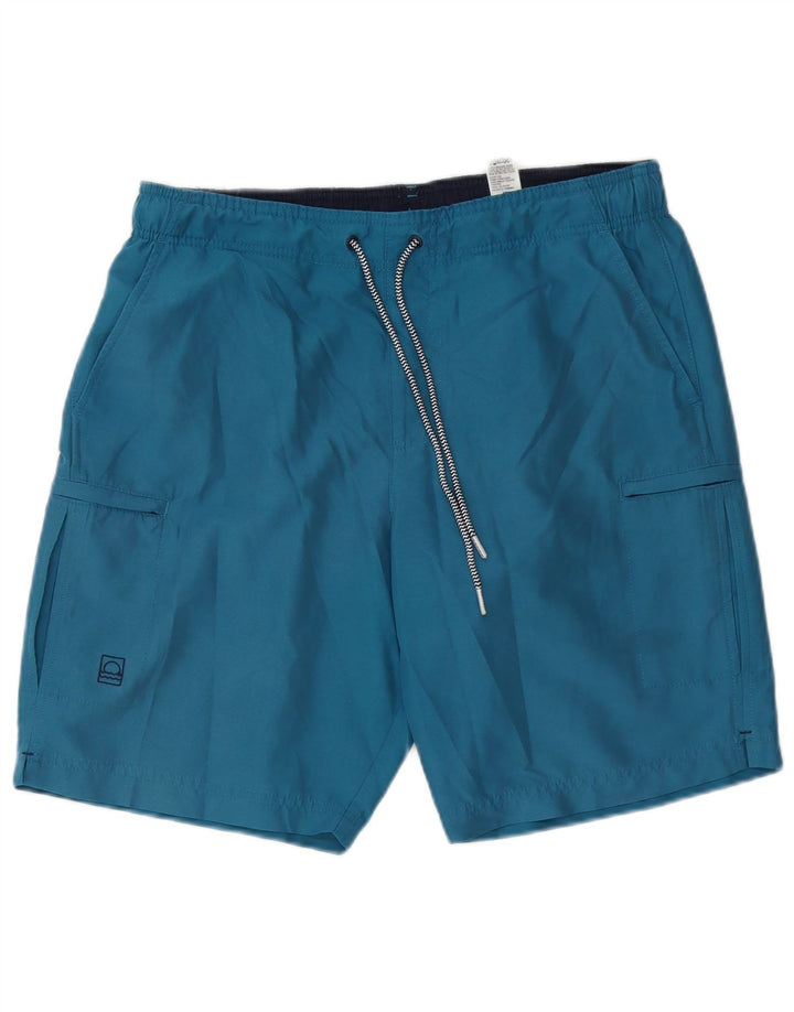 Shorts de natação masculino Peacock Cargo da Marks & Spencer poliéster azul médio