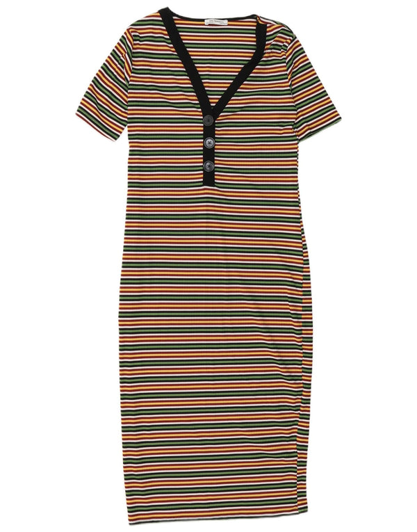 Zara Womens Trafaluc T-Shirt Dress UK 10 Pequeno Listrado Multicolorido