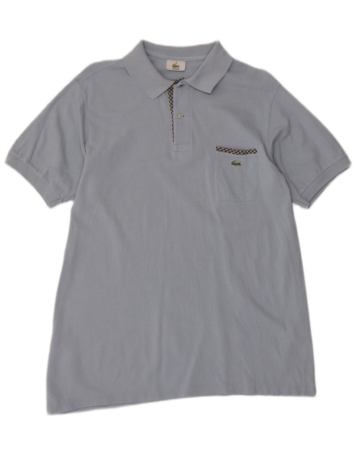 Camisa polo masculina Lacoste tamanho 4 algodão azul médio