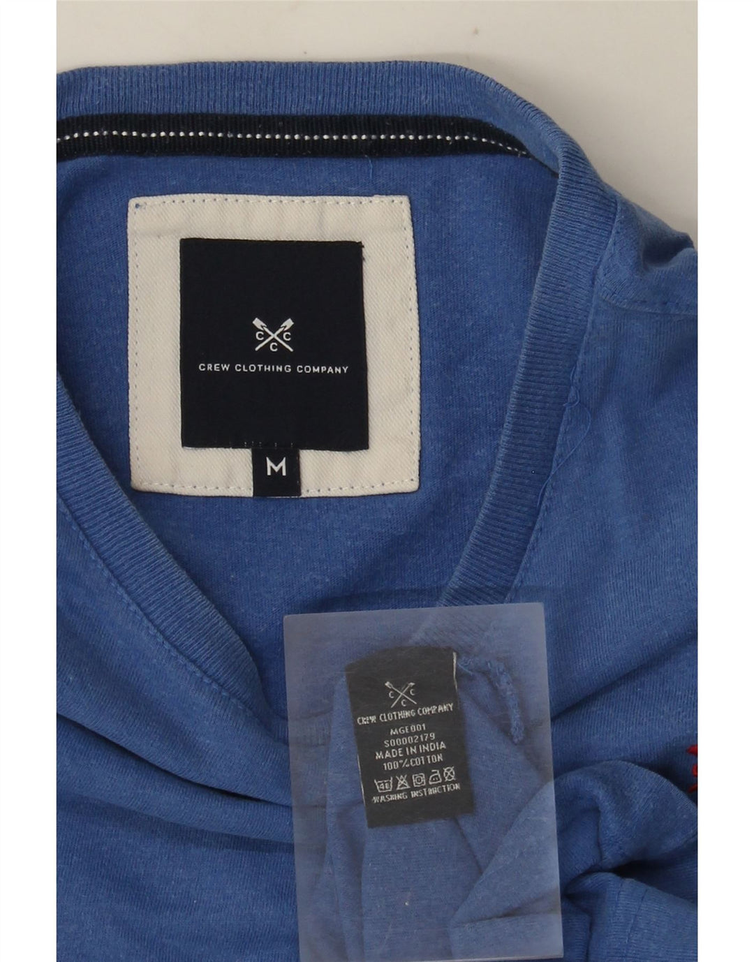 Camiseta masculina Crew Clothing Top algodão azul médio