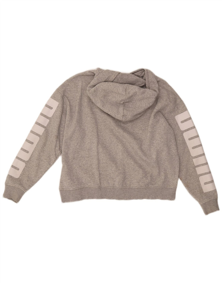 PUMA feminino gráfico oversized moletom com capuz Reino Unido 16 grande algodão cinza