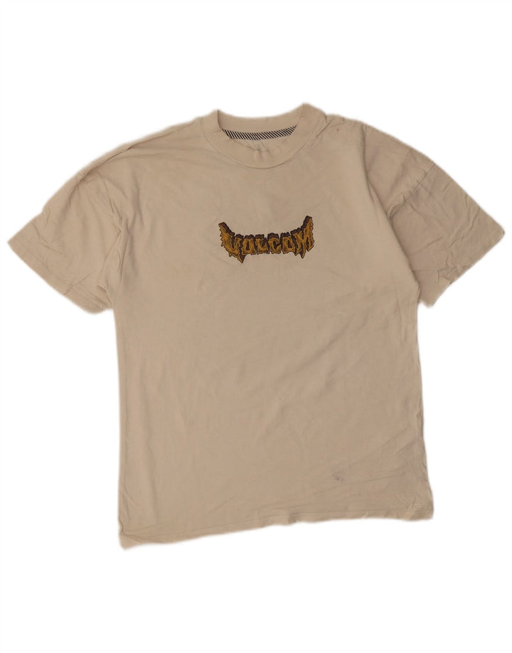 Volcom Camiseta masculina gráfica top pequeno algodão bege