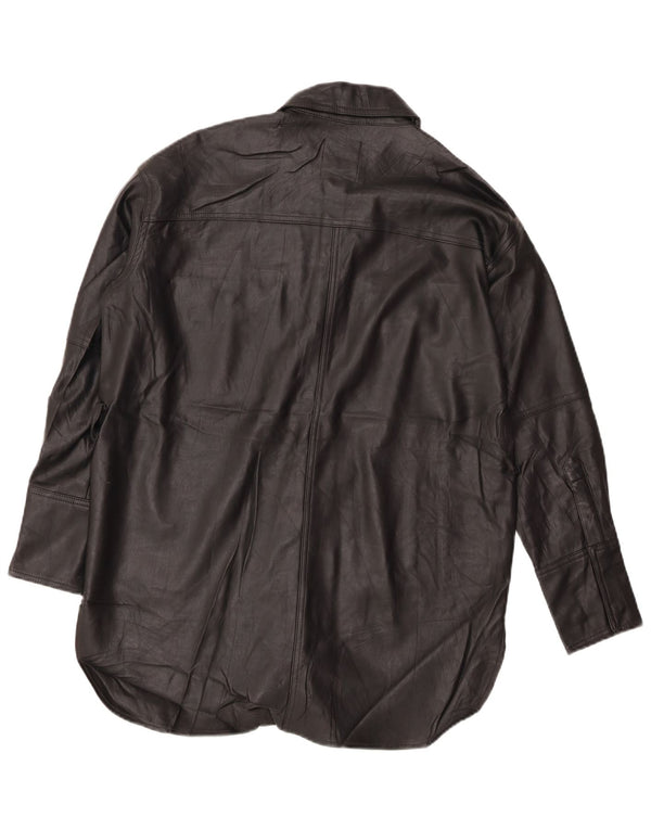 Zara Camisa feminina grande de couro sintético UK 6 XS Poliéster preto