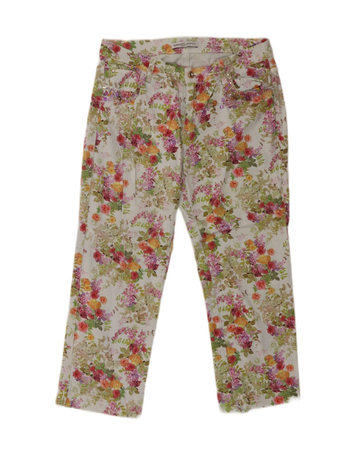 Calça jeans feminina EMMANUEL SCHVILI W32 L24 multicolorida floral