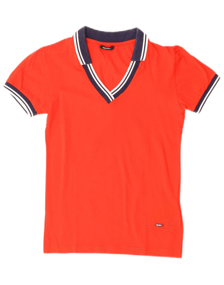 Camisa polo feminina Refrigiwear UK 8 pequena algodão vermelho