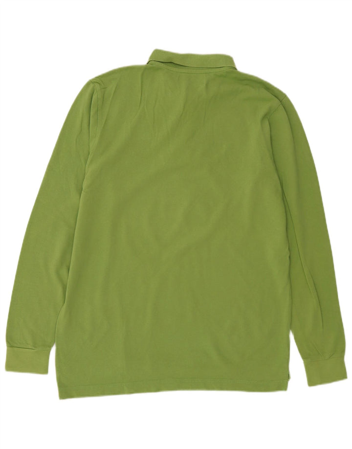 Camisa polo masculina de manga comprida Kappa algodão verde médio