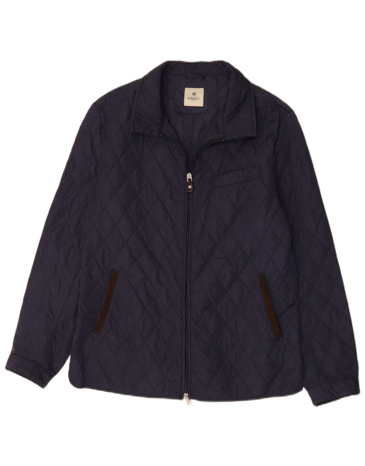 Jaqueta acolchoada masculina Luigi Borrelli Napoli UK 38 azul marinho médio