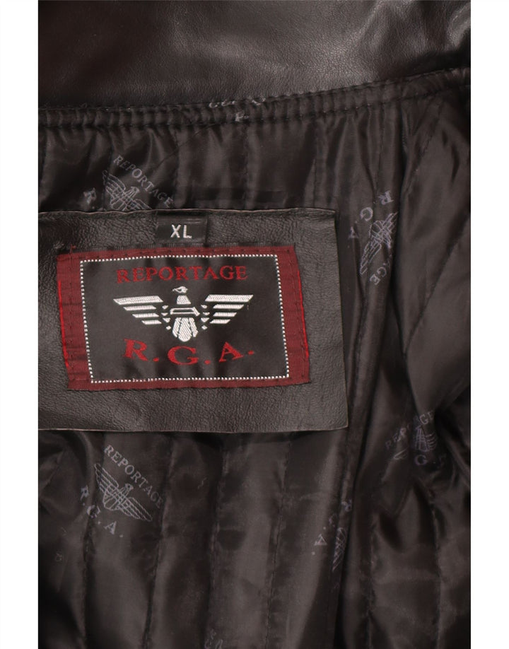 REPORTAGE Casaco de couro masculino UK 42 XL preto
