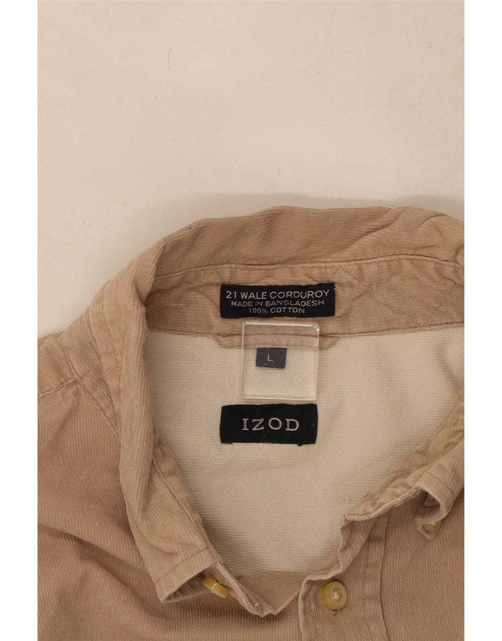 Camisa masculina de veludo cotelê Izod grande algodão bege