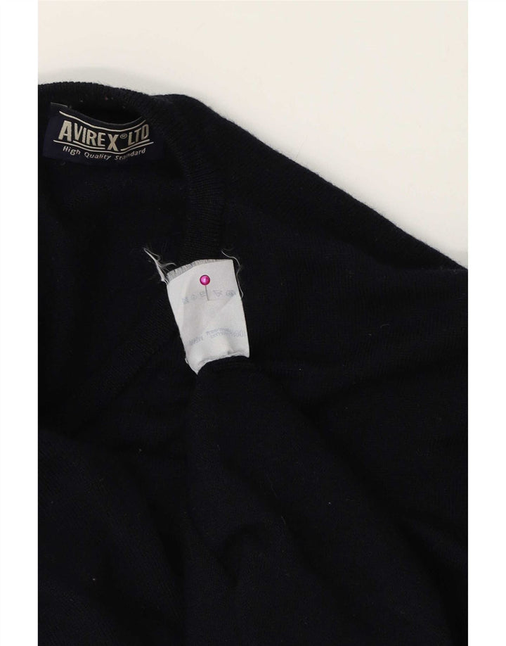 Suéter masculino Avirex com gola V, lã Merino azul marinho médio