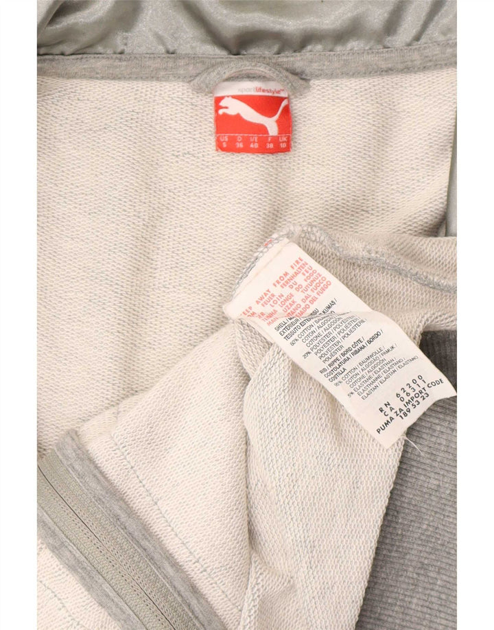 Puma Womens Tracksuit Top Jacket UK 10 pequeno cinza manchado algodão