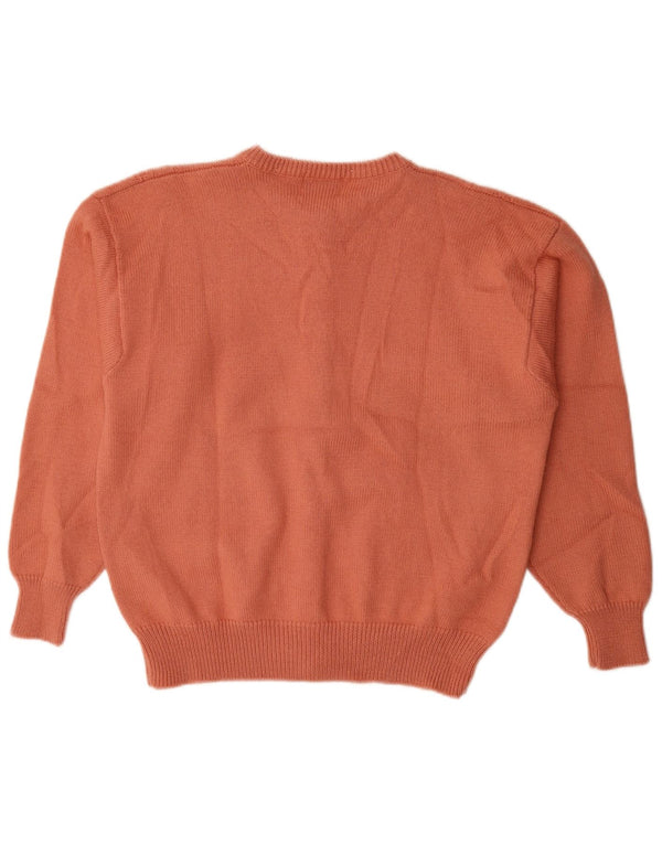 Suéter cardigã feminino vintage IT 44 acrílico floral rosa médio