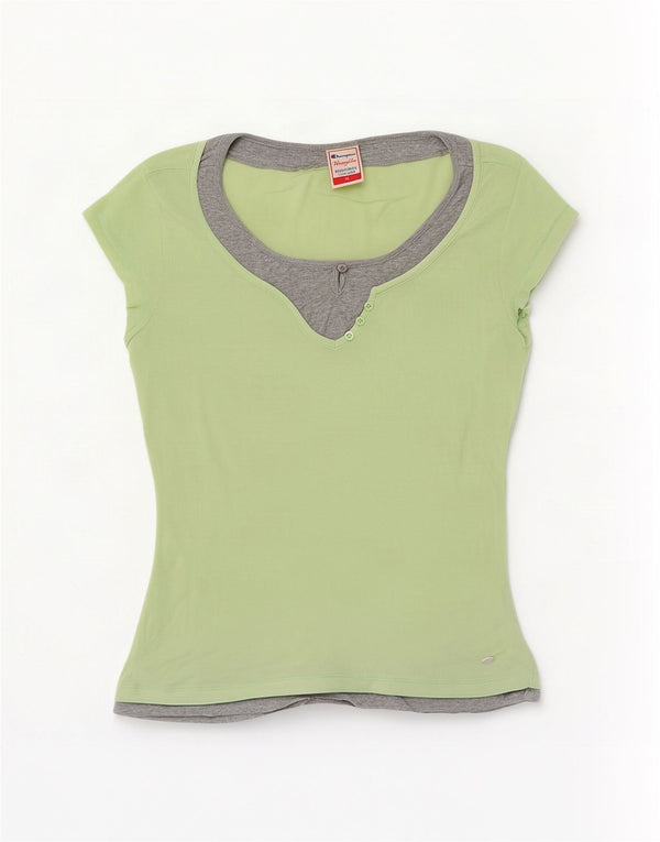 Camiseta feminina Champion Heritage Fit Top UK 18 XL verde colorblock