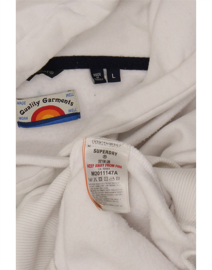 Suéter Superdry masculino com capuz gráfico grande algodão branco