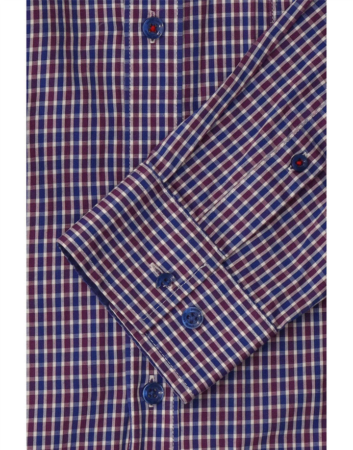 Camisa masculina Pierre Cardin pequena xadrez azul poliéster