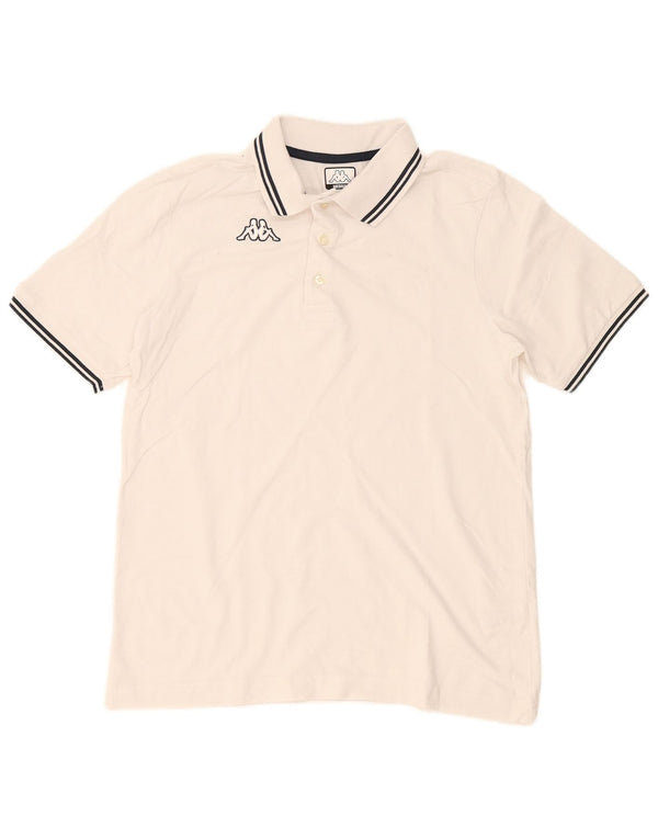 Camisa polo masculina KAPPA de algodão branco médio
