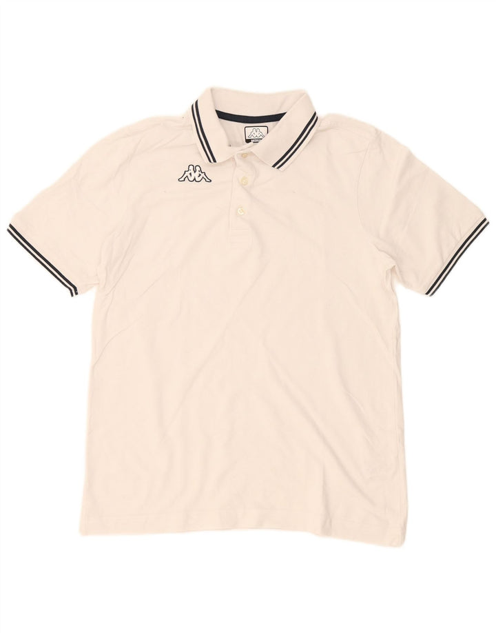 Camisa polo masculina KAPPA de algodão branco médio