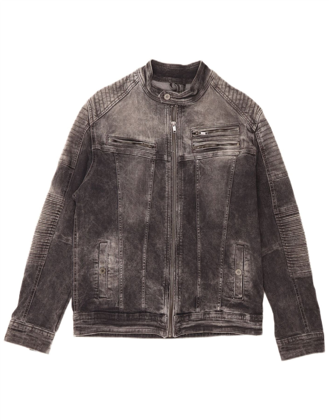 Jaqueta jeans masculina Tom Tompson para motociclista Reino Unido 42 XL algodão cinza