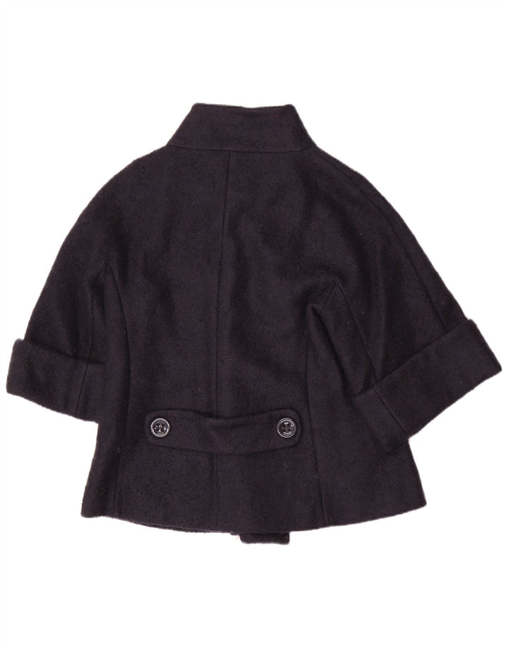 Sobretudo feminino curto de manga 3/4 da Max & Co. Reino Unido 12 lã azul marinho médio