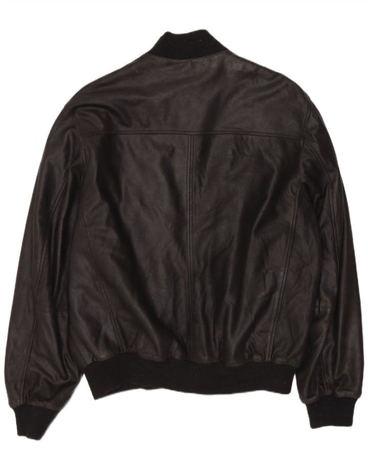 Jaqueta de couro masculina vintage UK 42 XL preta