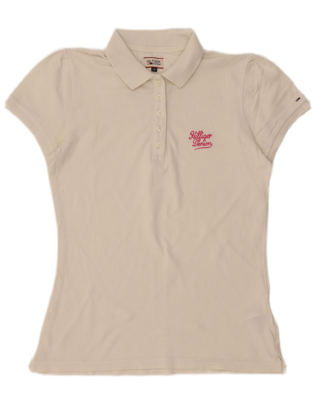 Camisa polo feminina TOMMY HILFIGER Reino Unido 12 médio algodão branco