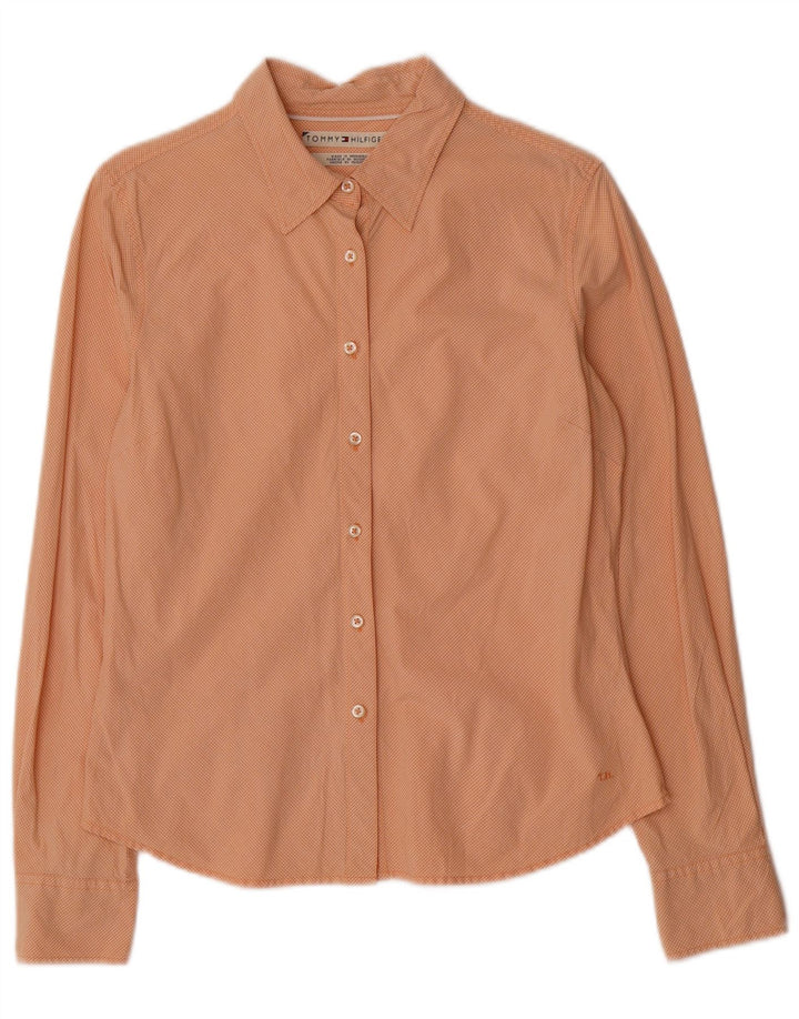 Camisa feminina Tommy Hilfiger US 8 médio laranja algodão guingão