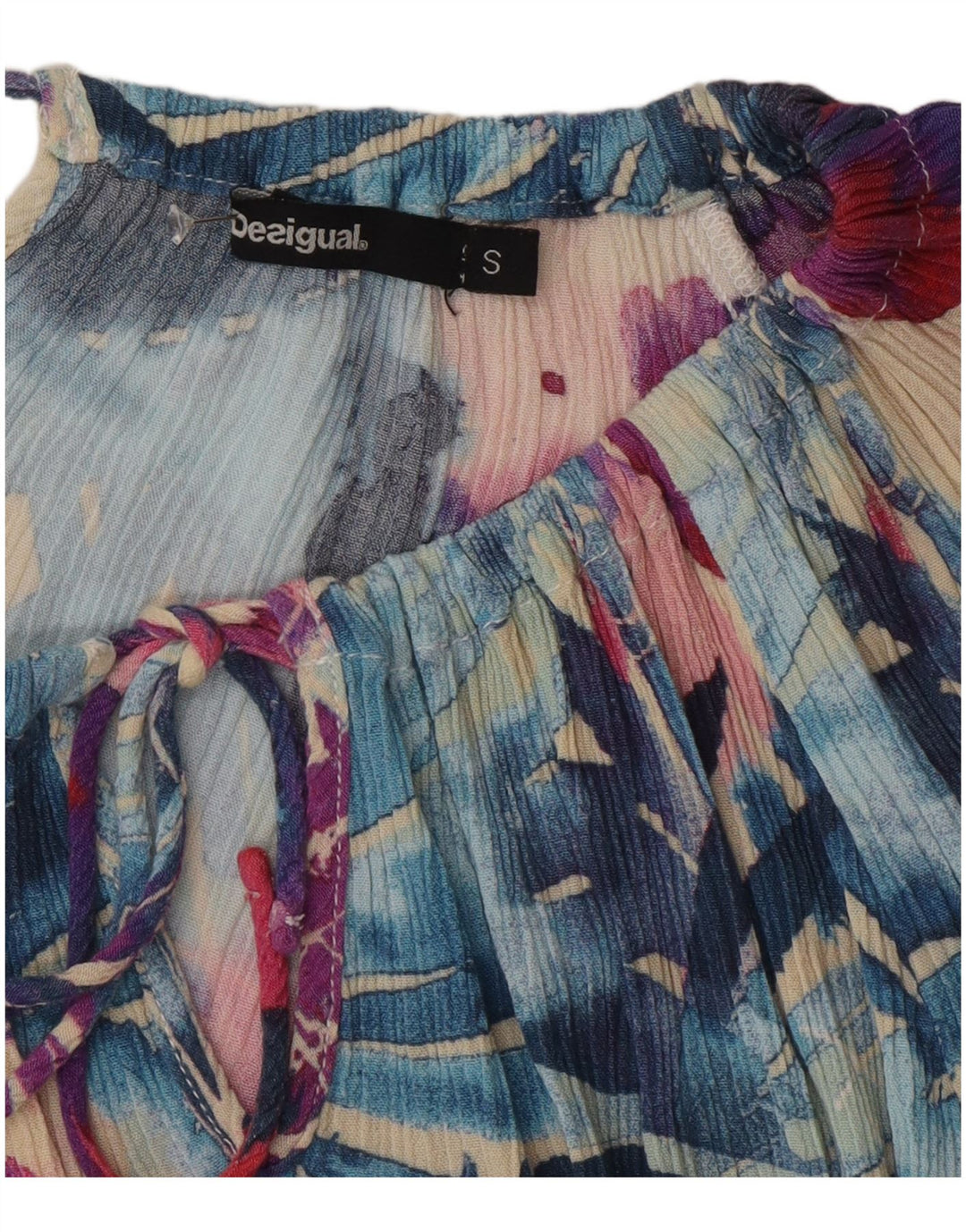 Desigual Top feminino gráfico sem ombro UK 10 pequeno floral multicolorido