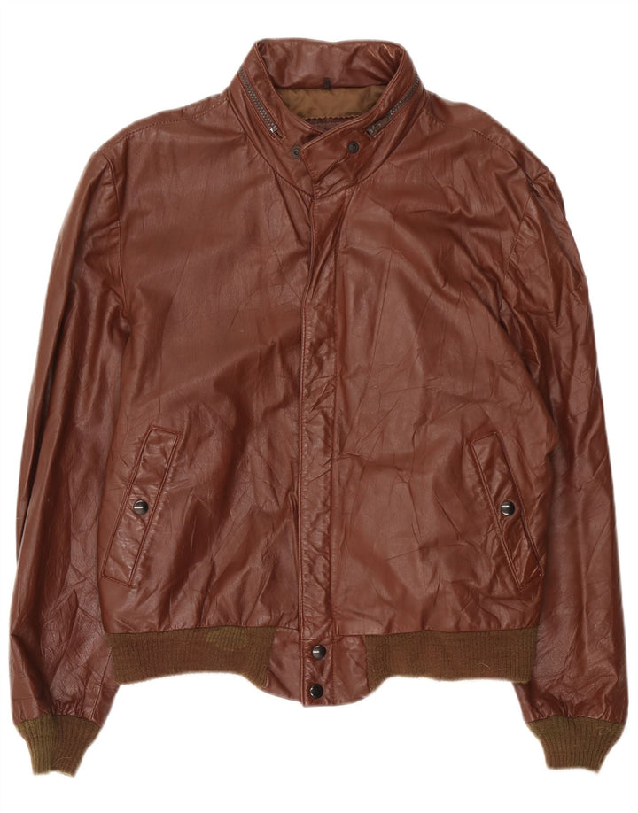 Jaqueta masculina de couro com capuz Cooper UK 42 XL couro marrom