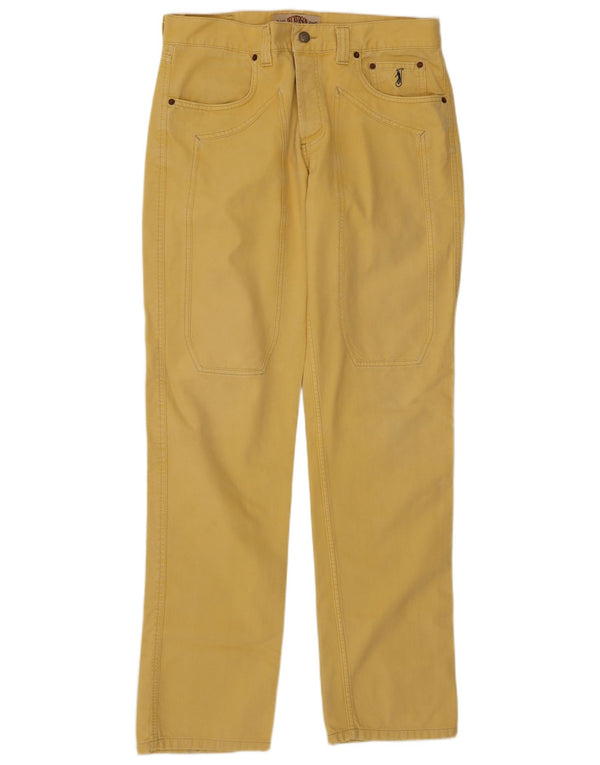 Calça casual reta masculina Jeckerson W36 L33 amarela