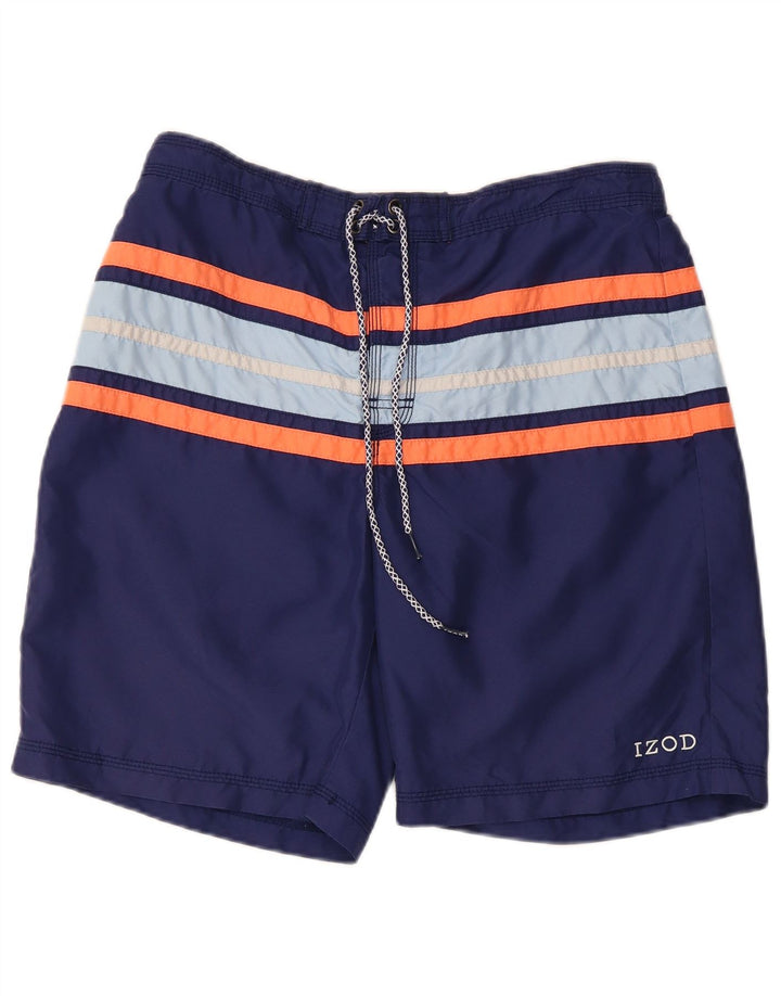 Calção de banho masculino Izod, poliéster colorblock azul marinho médio