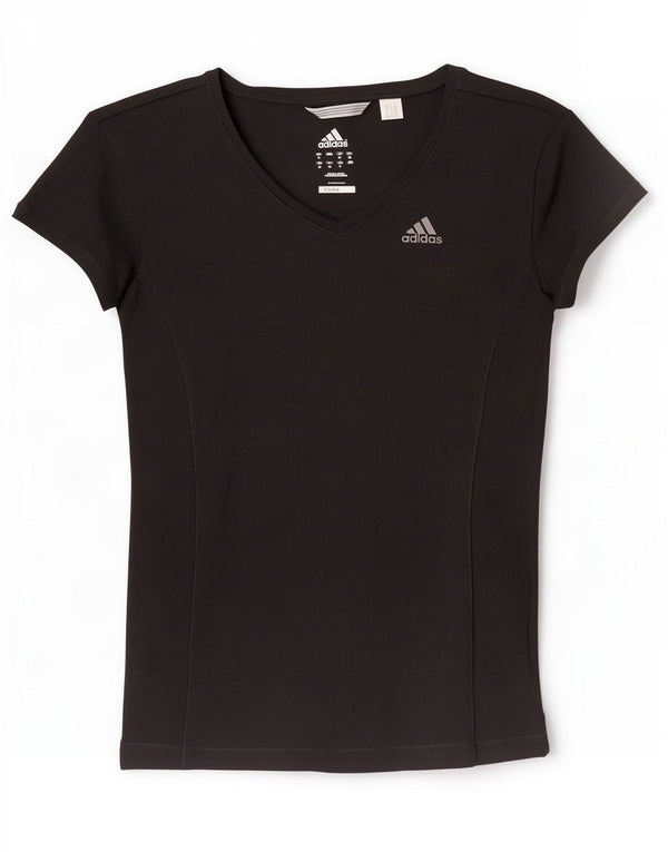 Adidas Womens Climalite T-Shirt Top UK 8 Pequeno Poliéster Preto
