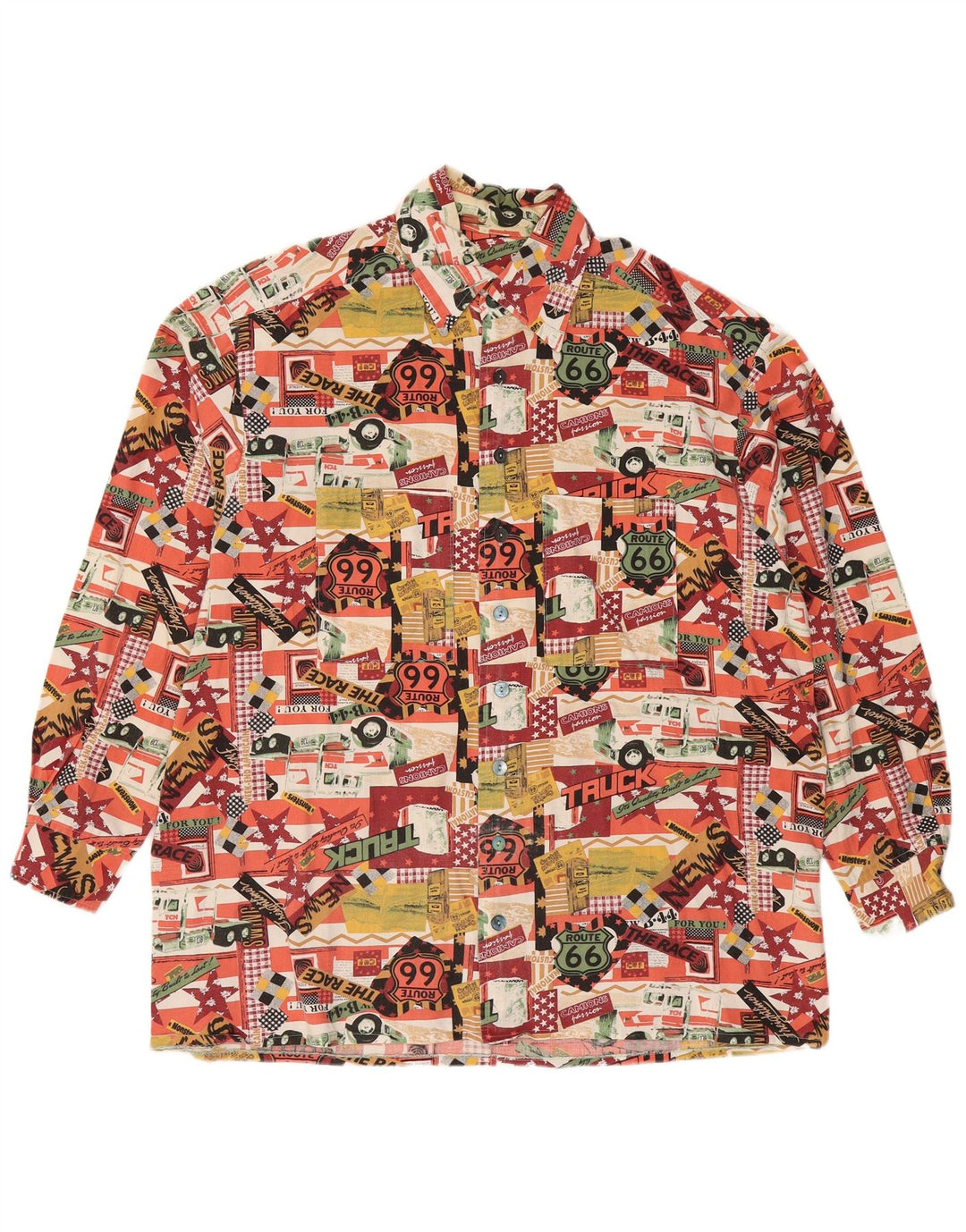 Camisa masculina VINTAGE com padrão abstrato 2XL multicolorida
