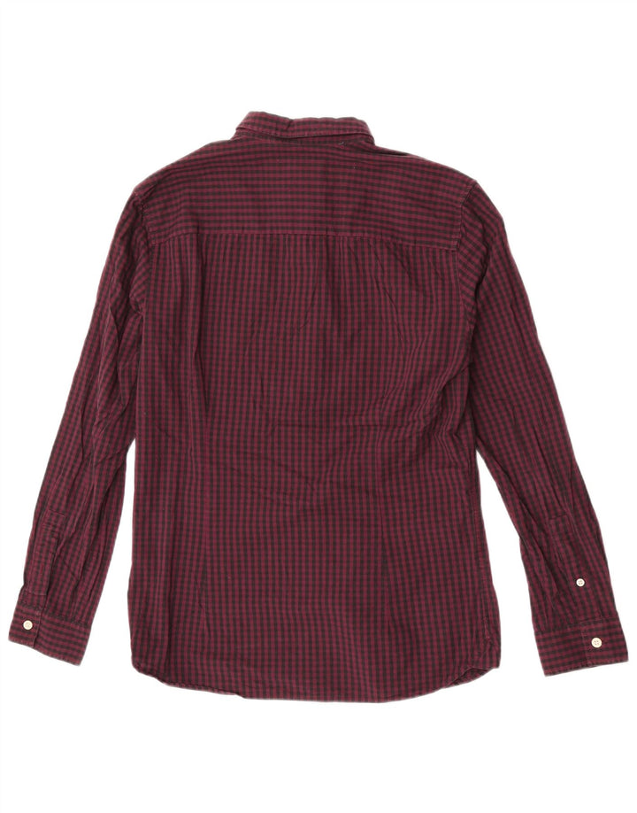 Lyle & Scott Camisa masculina slim fit médio algodão guingão vinho