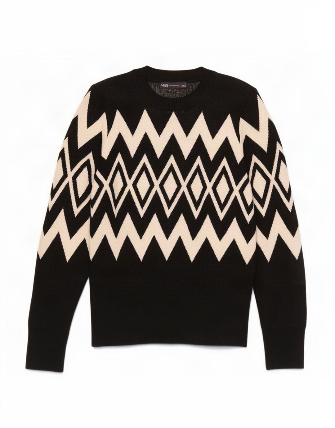Suéter feminino Marks & Spencer com gola redonda Reino Unido 12 médio preto