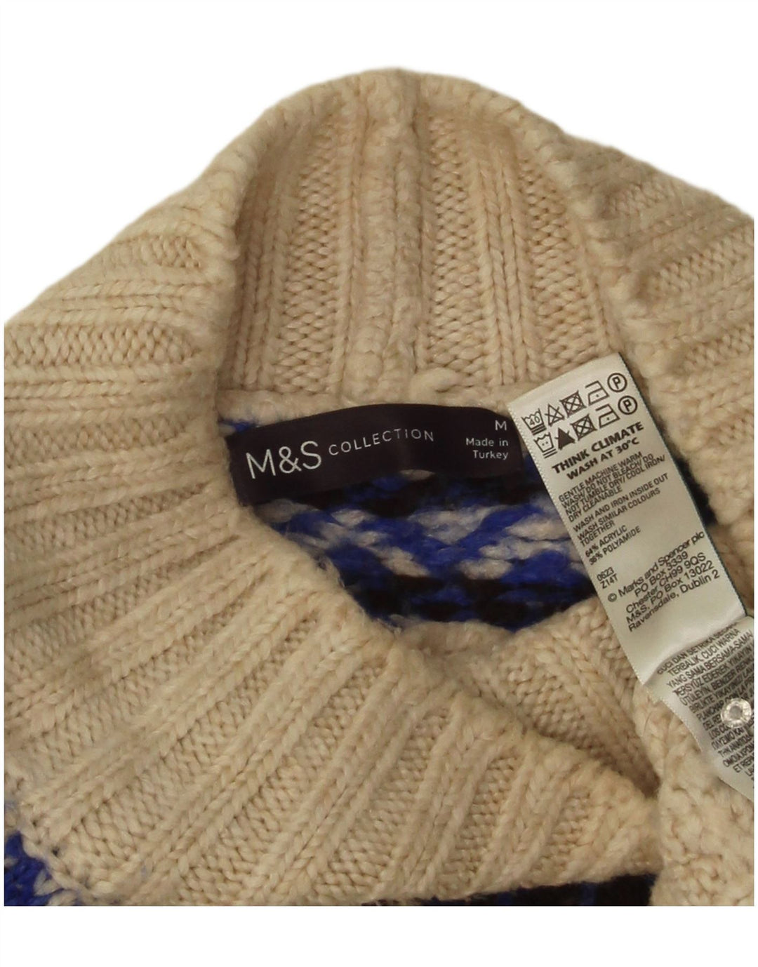 Suéter feminino Marks & Spencer com gola tartaruga Reino Unido 14 médio off white
