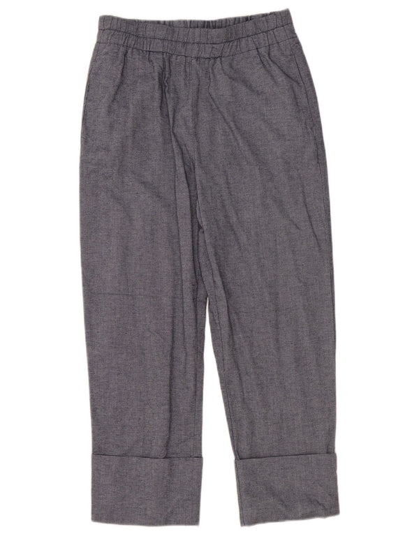 Zara Calça feminina reta cortada pequena W27 L24 algodão azul marinho