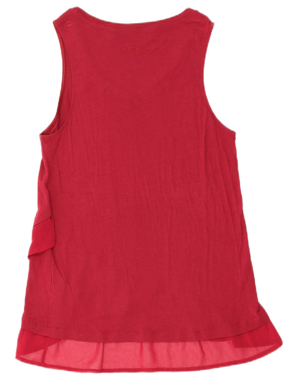 Blusa feminina sem mangas Desigual Top UK 14 grande viscose floral borgonha