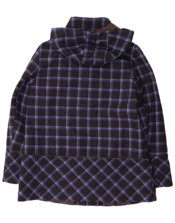 Jaqueta corta-vento feminina ESPRIT com capuz UK 14 médio preto xadrez