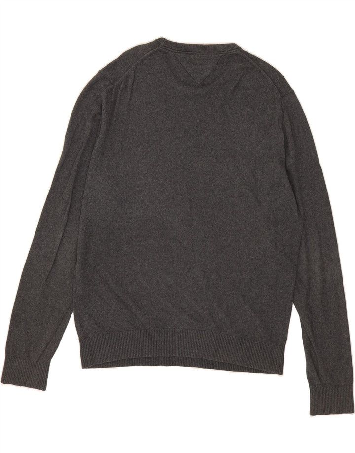 TOMMY HILFIGER Mens Crew Neck Jumper Sweater Large Grey Cotton Vintage Tommy Hilfiger and Second-Hand Tommy Hilfiger from Messina Hembry 