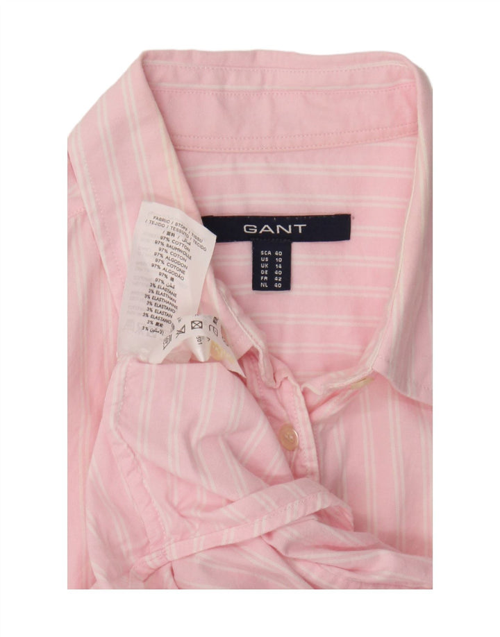 Camisa feminina Gant UK 14 grande algodão listrado rosa