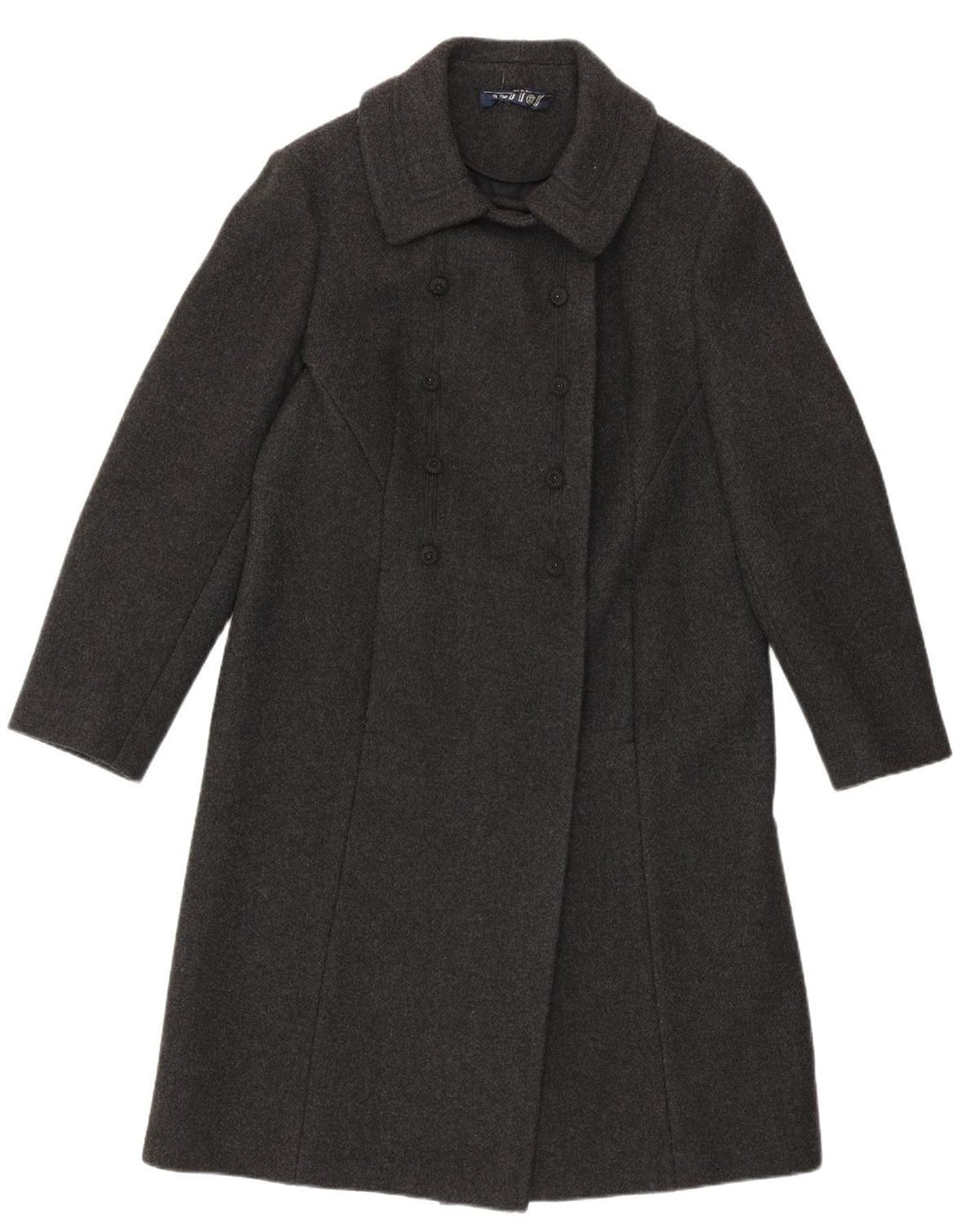 Casaco feminino vintage com peito duplo IT 46 lã de cordeiro cinza grande