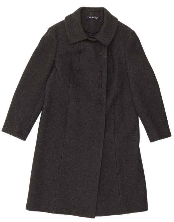Casaco feminino vintage com peito duplo IT 46 lã de cordeiro cinza grande