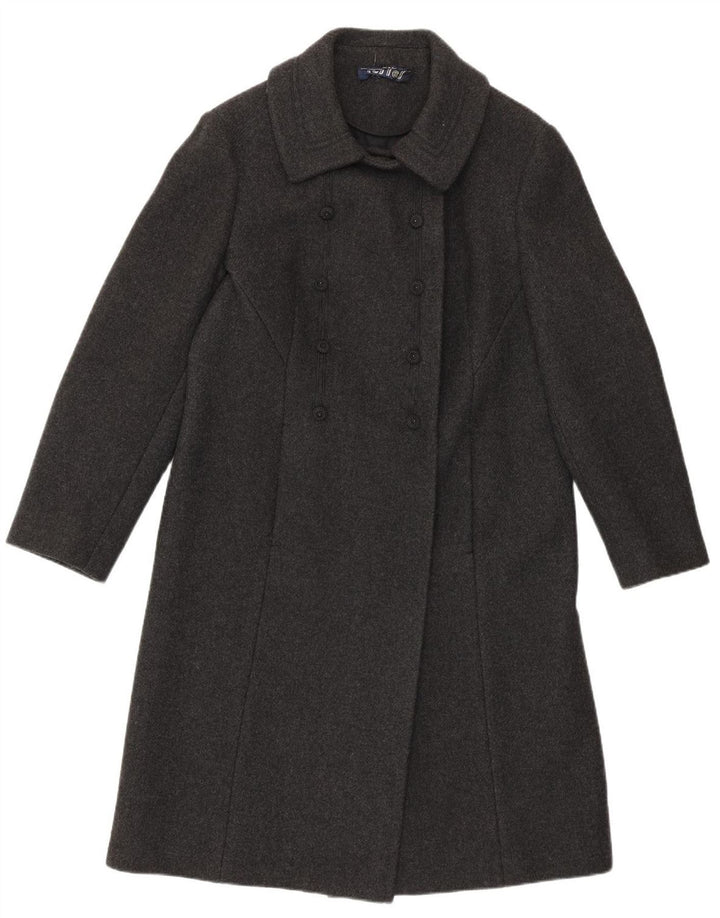 Casaco feminino vintage com peito duplo IT 46 lã de cordeiro cinza grande
