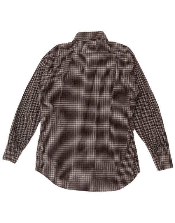 Camisa masculina Roccobarocco tamanho 44 17 1/2 XL algodão xadrez preto