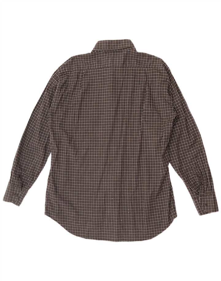 Camisa masculina Roccobarocco tamanho 44 17 1/2 XL algodão xadrez preto