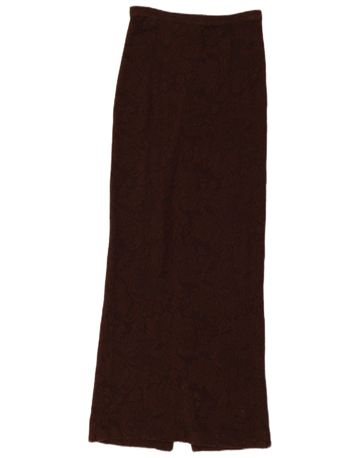 DOLCE & GABBANA Saia maxi feminina de malha W26 pequena marrom floral