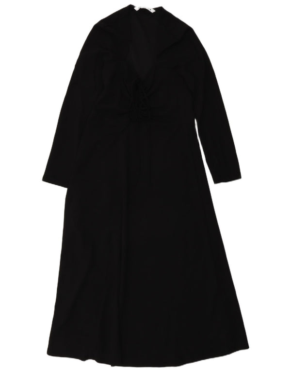 Vestido maxi feminino Zara manga comprida UK 4 XS preto
