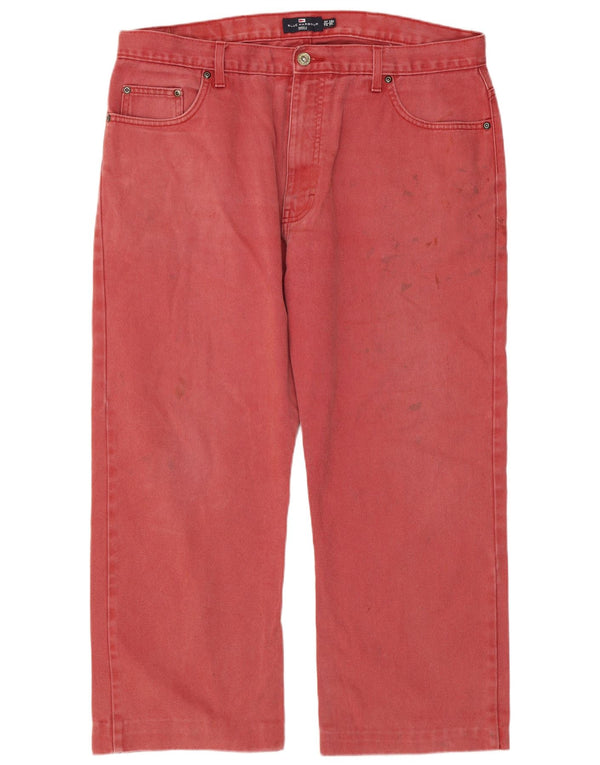 Calça jeans masculina Marks & Spencer Blue Harbor cortada W38 L24 algodão vermelho